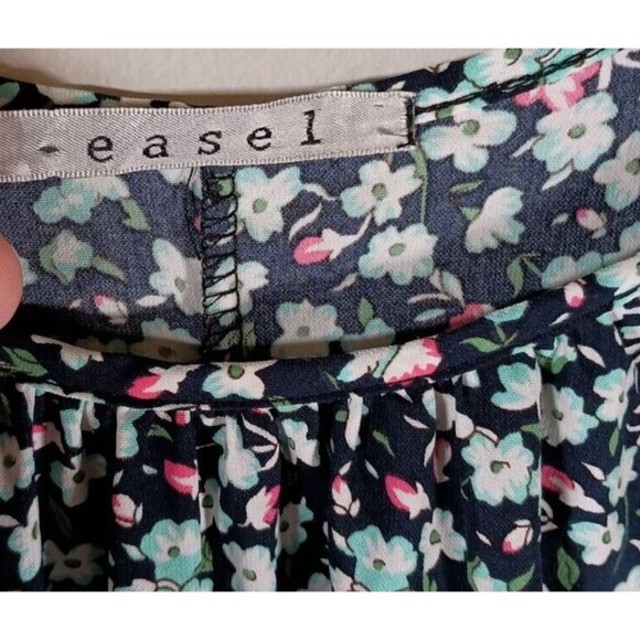 Easel Swing Floral Deep Scoop Neck Flowy Mini Lace 3/4 Sleeve Dress Size Large - Picture 4 of 7